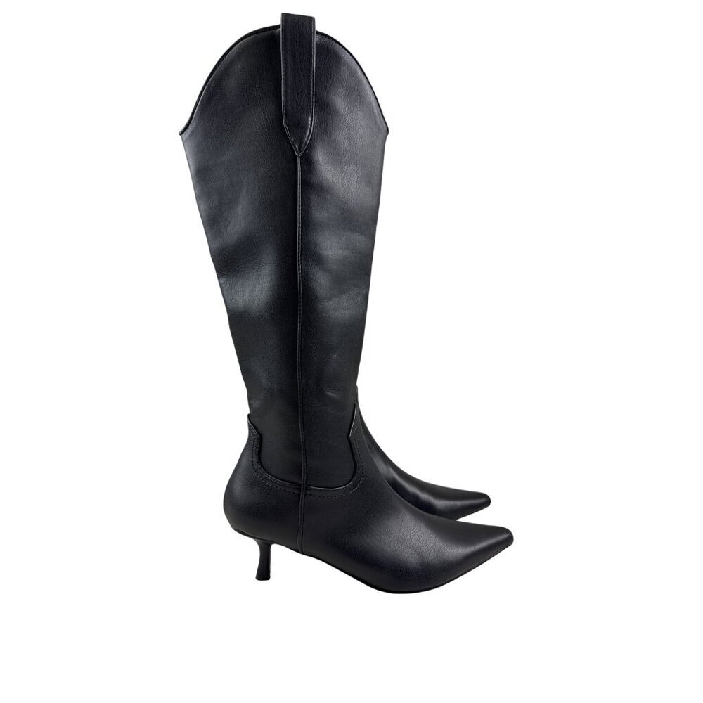Steven Britt Women's Boot Western Pointed Toe Black Tabs Kitten Heel Size 6 New